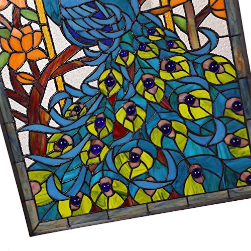 W10011 Peacock Tiffany Style Stained Glass Window Panel