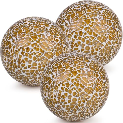 3 Pcs Mosaic Glass Orbs Decorative Balls (3 Count)