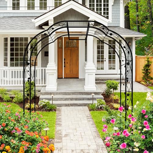 Metal Garden Arch 8.2 FT High x 6.2 FT Wide Garden Arbor Trellis for Outdoor Climbing Plants Support Rose Lawn Tall Large Wedding Archway
