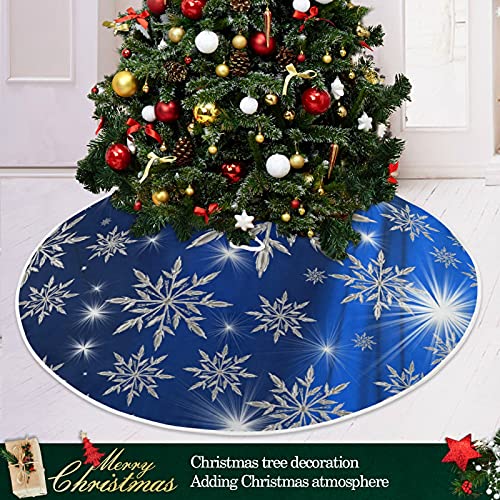 Christmas Blue Snowflakes Background Tree Skirt