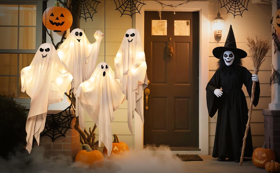 4 Pack Halloween Hanging Ghosts (4 Count)
