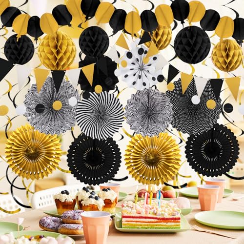 Black Gold Party Decorations (24 Count)