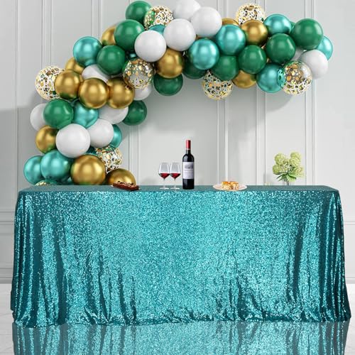 Sequin Tablecloth 50x72 Inch Teal for Wedding Party