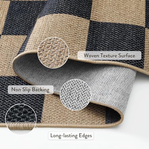 Checkered Easy Jute Living Room Rug