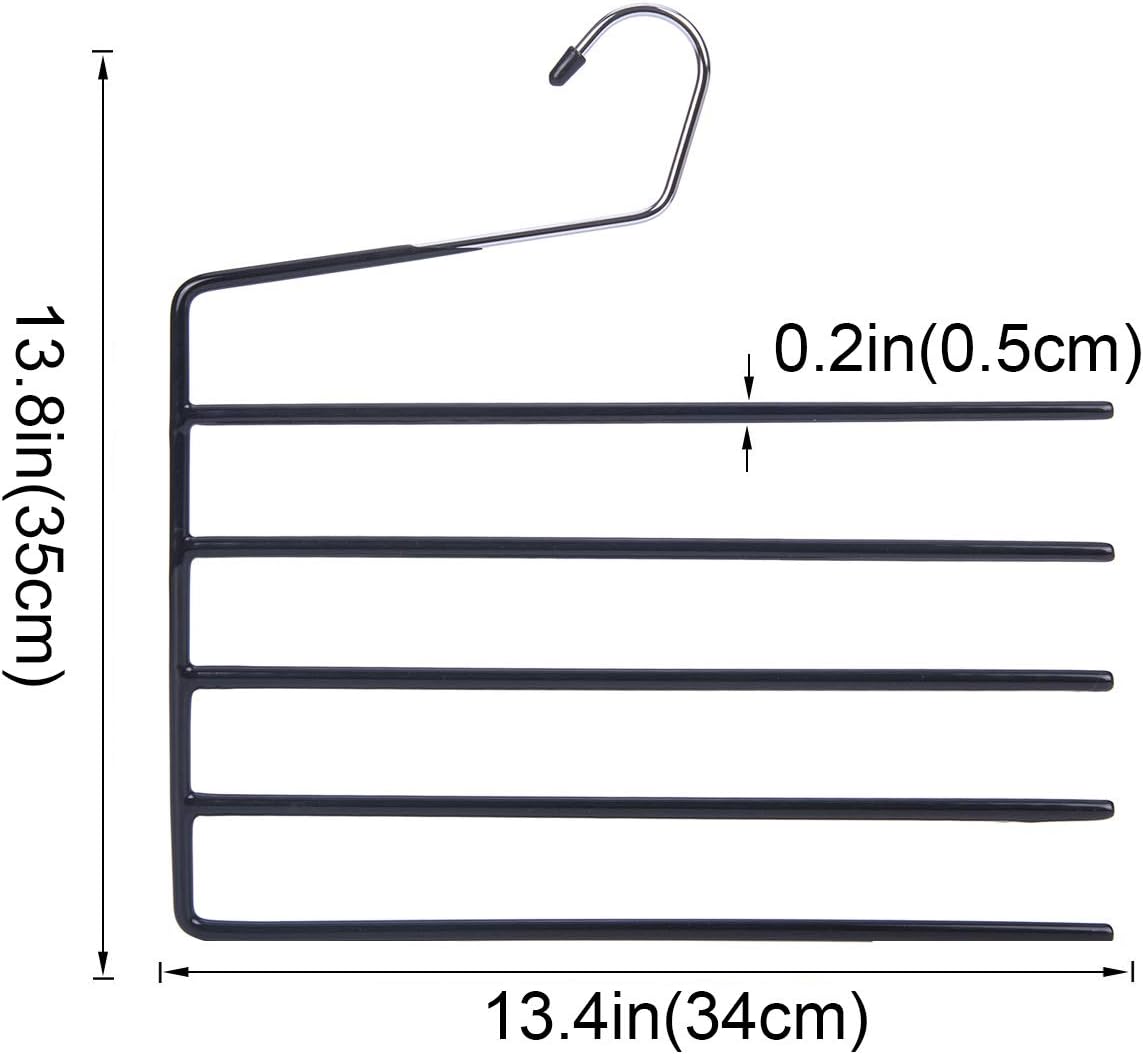 Nature Smile Pants Hangers 3pack, Heavy Duty Multi Layers Space Saving Slack Hangers,Non Slip 5 Tier Open-Ended Pants Hanger Closet Storage Organizer for Garden Flags Trousers Jeans Scarf - NestledHome