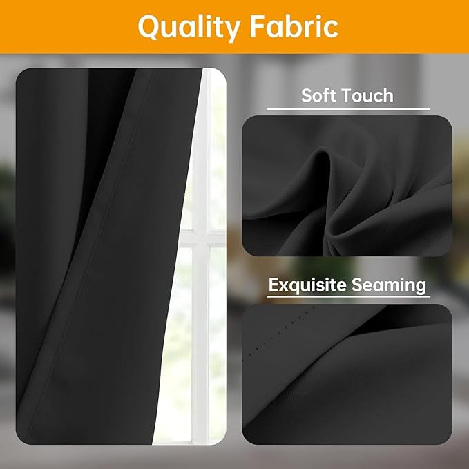 Room Divider Curtains Blackout Floor to Ceiling Curtain with Hook Wall Mount Sliding Door Curtains Ceiling Mount Extra Wide Curtain Wall Divider for Room Separation (Black, W120 x H84 in)