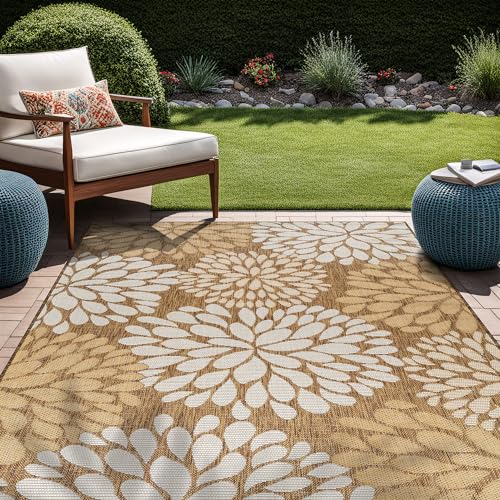 Outdoor Rug 6x9 Modern Exotic Tropical Leaf Area Rugs for Indoor and Outdoor Patio Deck Porch Garden Water Resistant Washable Outside Carpet