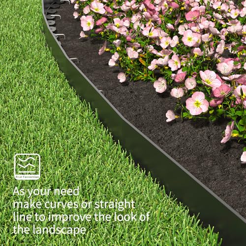 Landscape Edging 4 Inch Tall 40FT with 50Pcs Metal Spikes