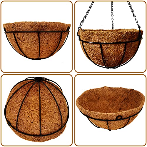 4 Pack 10 inch Metal Hanging Planters Basket with Coco Coir Liner Outdoor