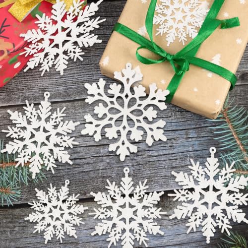 Glitter Snowflake Ornaments for Christmas Tree Decorations White (36 Count)