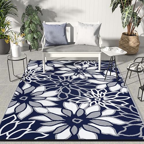 Outdoor Rug Waterproof 5'x8' Plastic Rugs for Patio