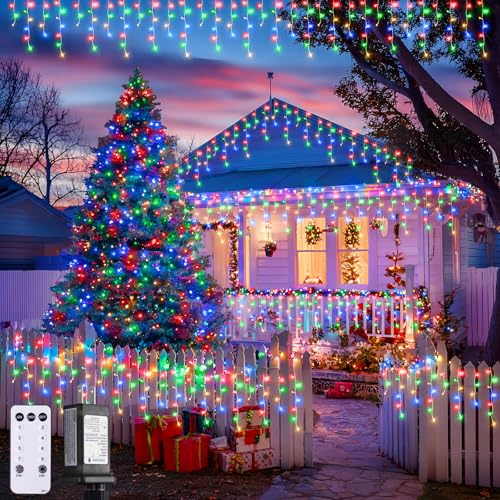 Multicolor Icicle Christmas Lights with Remote (38.8 Foot)