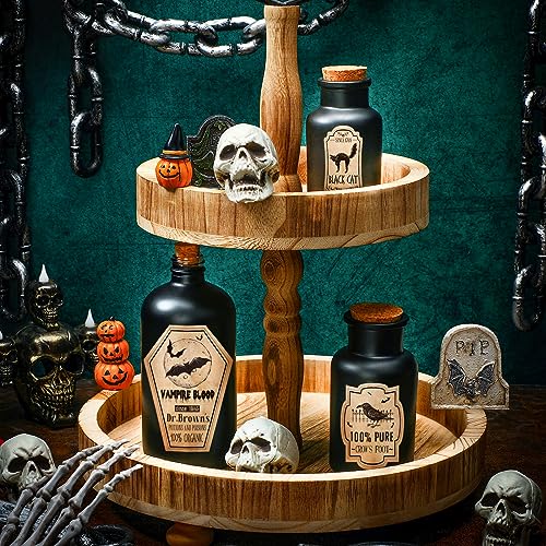 3 Pcs Halloween Vintage Glass Potion Bottles with Cork Lid