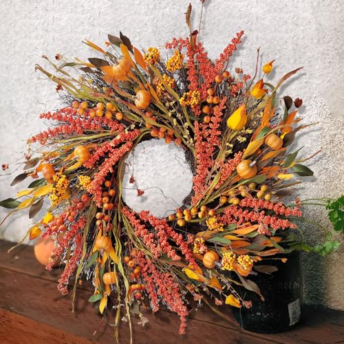 24In Fall Harvest Wreath for Front Door Autumn Thanksgiving Decor