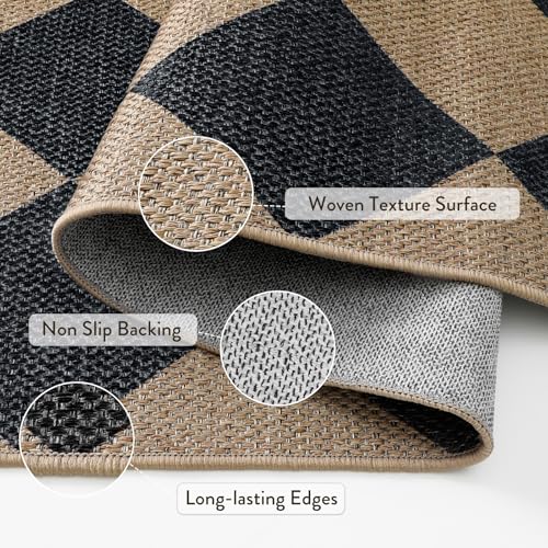 Checkered Easy Jute Non Slip Kitchen Runner