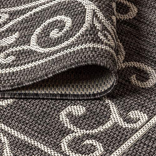 Vintage Filigree Indoor Outdoor Area Rug 4X6 Black