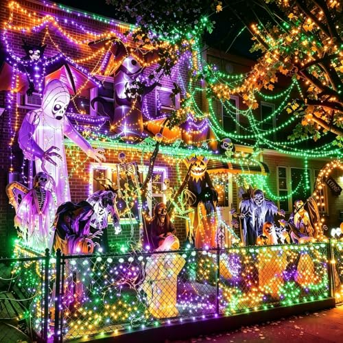 25FT Orange Purple Green Halloween String Lights (50 Count)