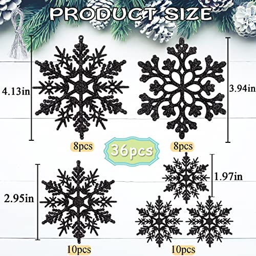 36pcs Black Christmas Snowflake Ornaments (36 Count)