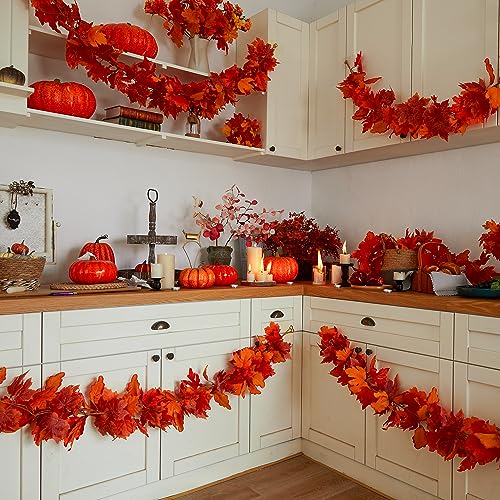 6PCS Orange Leaf Garland