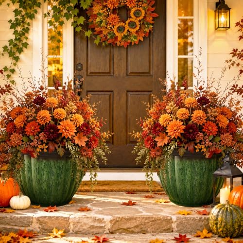 Autodaya 15" Large Planters For Outdoor Plants Set Of 2 Plastic Flower Pots (2 Count)