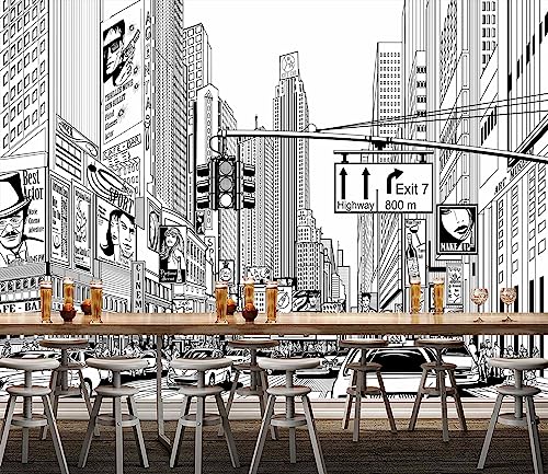 Black and White New York City Mural Wallpaper for Bedroom (51.53 Sq Ft)