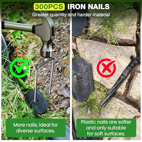 200ft 1.5in Tall Landscape Edging Kit with 300 Metal Spikes (200 Foot)