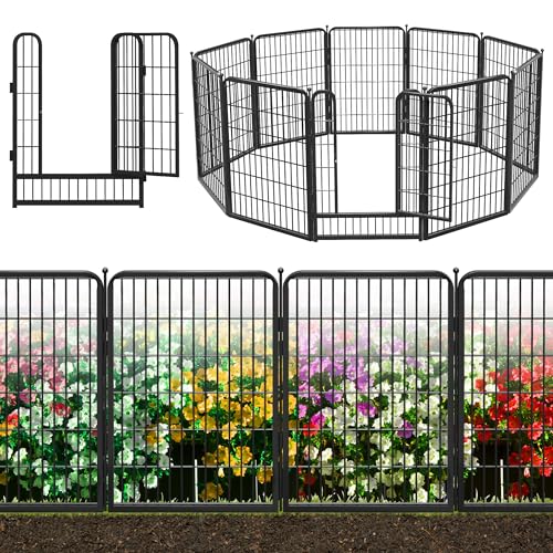 Decorative Black Metal Fencing Garden Fence with Gate (766.67 Sq Ft)