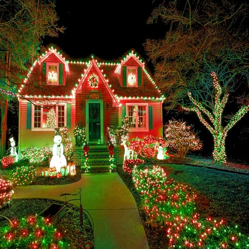 Red and Green Christmas Lights Outdoor