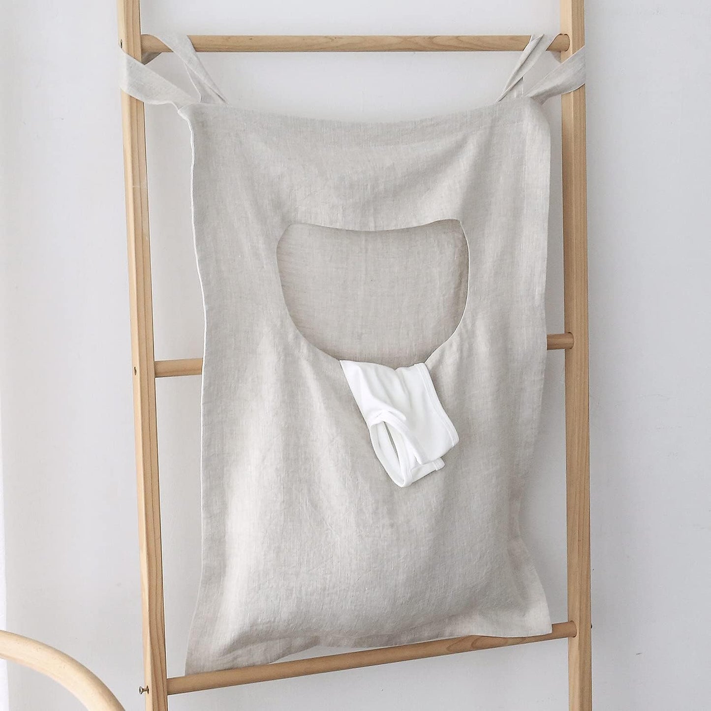 Amazhiyu 100% Linen Door Hanging Laundry Hamper Bag, 19x27 Inches (Linen) - NestledHome