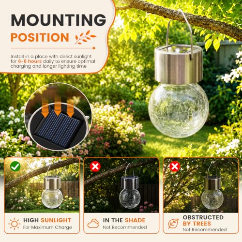 Solar Christmas Decorations Outdoor Hanging Light for Outside 8Pc (8 Count)