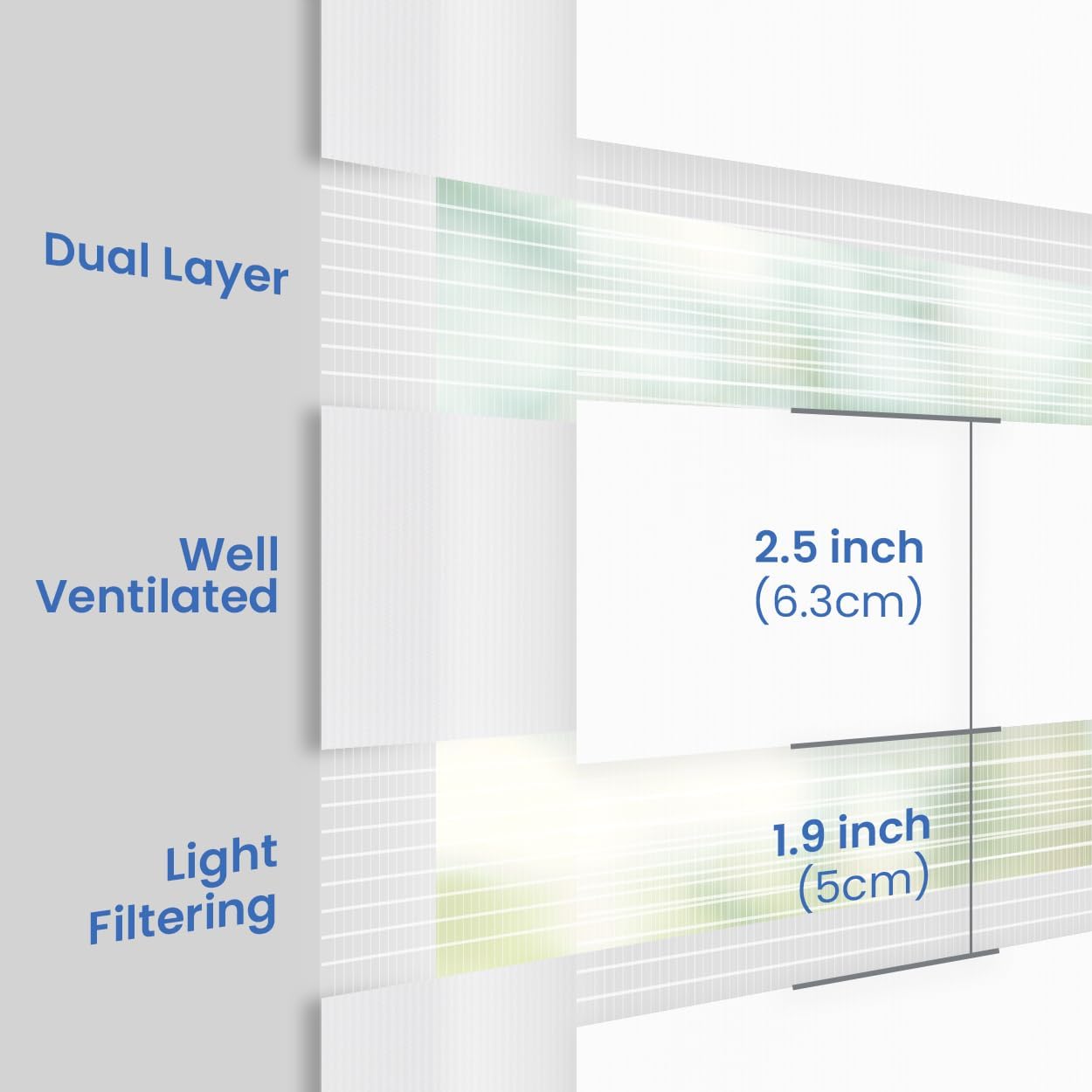 Foiresoft Standard Zebra Roller Blinds for Windows [W45 x H64 Inch, White, Basic], Light Filtering Dual Layer Shades for Bedroom, Living Room, Office, 13 Colors