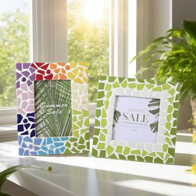 Youway Style Green Glass Mosaic Tiles for Crafts Bulk,454g Broken Glass Pieces for Mosaic Art Crafts,Garden Mosaic Supplies (Mixed Green)