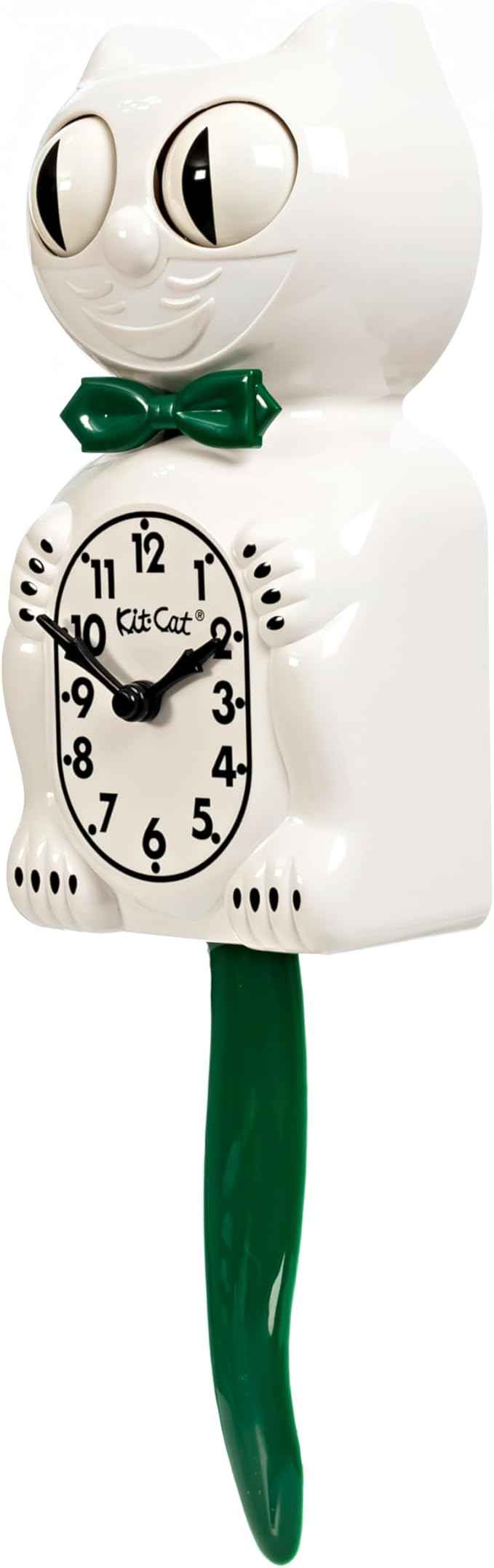 Kit-Cat Clock® Limited Edition Candy Cane Green - Retro Kit Cat Clock with Moving Eyes and Tail, Battery Operated, Made in USA