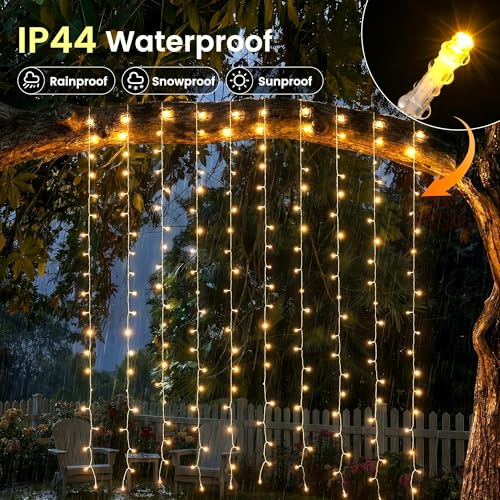 6.6FT x 6.6FT Warm White Curtain Lights Plug in