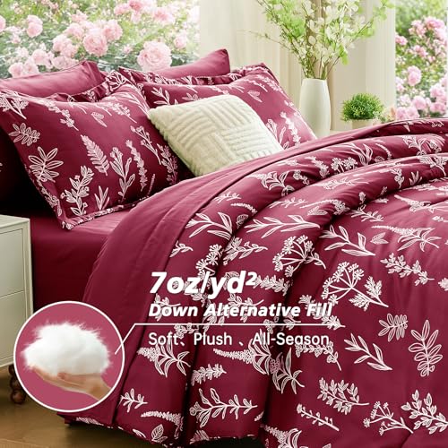 Burgundy Bed in a Bag King 7 Pieces