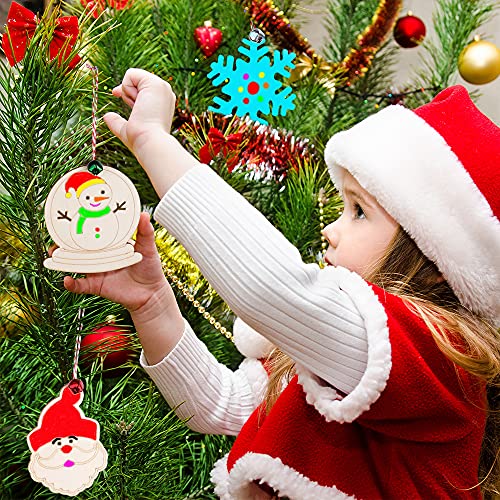 60PCS DIY Wooden Christmas Ornaments
