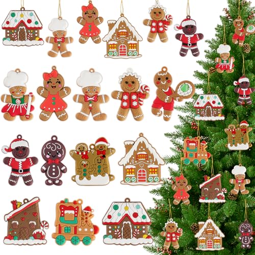 12pcs Gingerbread Man Ornaments for Christmas Tree (12 Count)