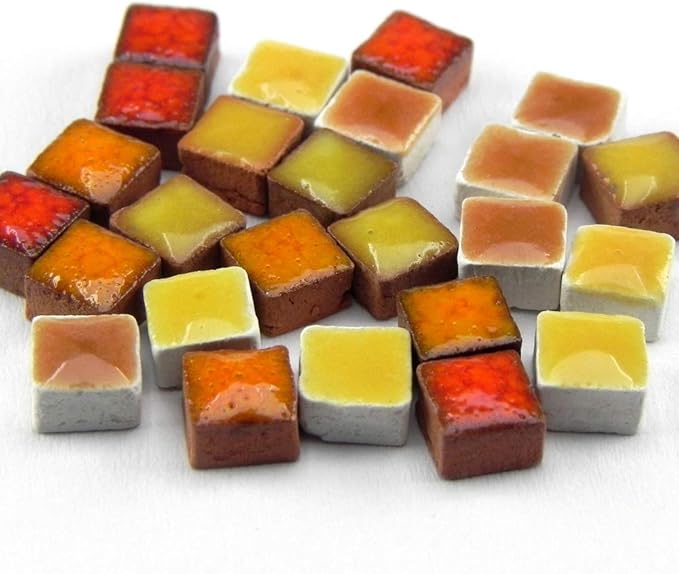 Art Supplies 1000 Square Mosaic Tiles Bulk 0.19 inch 5 mm 0.5 cm Mix Orange, MXOR
