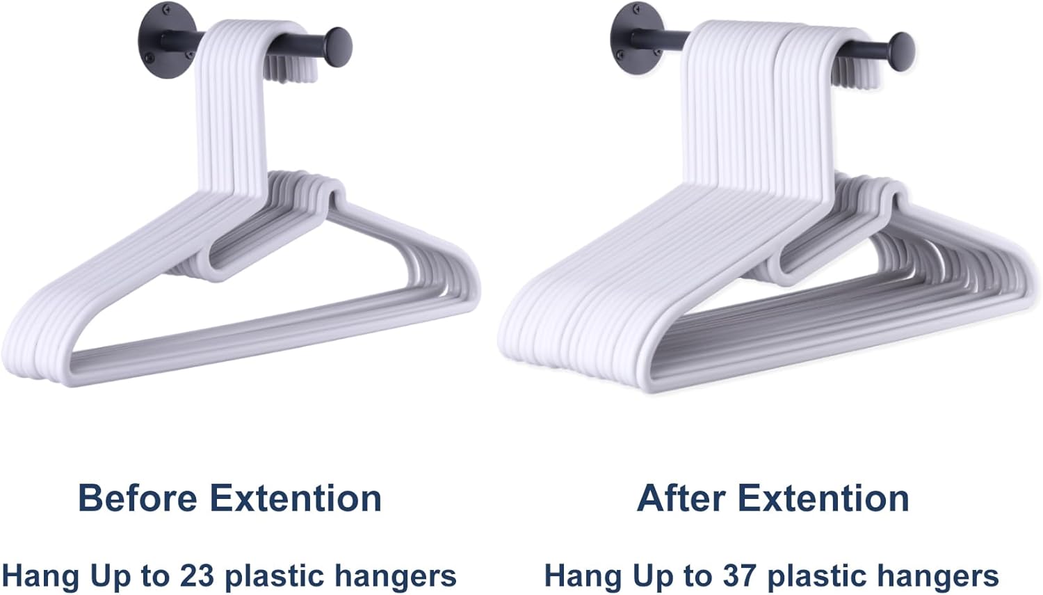 4 Pack Retractable Hanger Holder for Laundry Room, Wall Mount Organizer Rack for Lightweight Clothes, Space Saving Laundry Hook Rod, Keep Empty Hangers Handy, Black - NestledHome