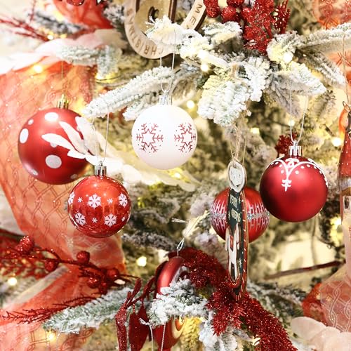 30 Pack Glitter Print Contrast Color Christmas Ball Ornaments (30 Count)