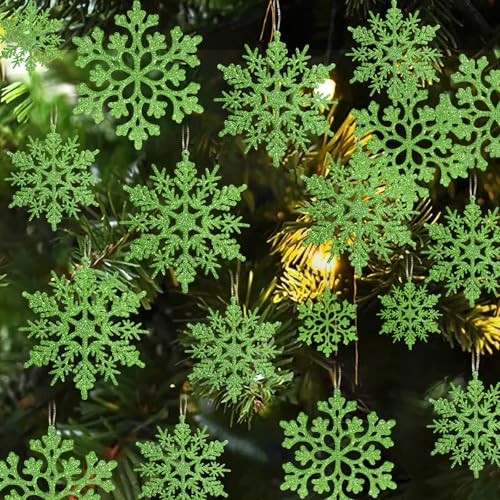 36pcs Christmas Lime Green Snowflake Ornaments (36 Count)