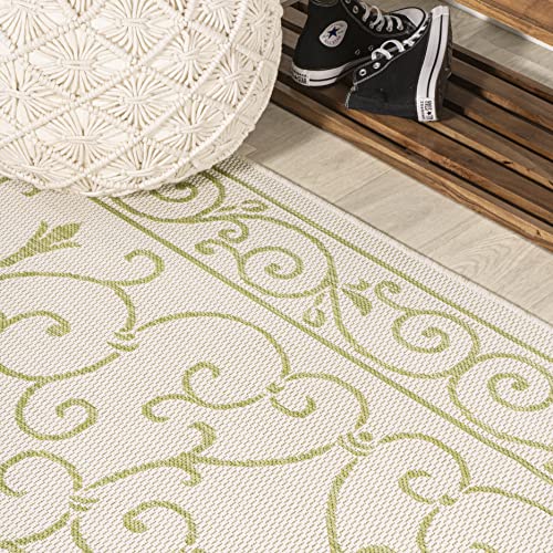 Vintage Filigree Indoor Outdoor Round Area Rug 5 Ft Cream