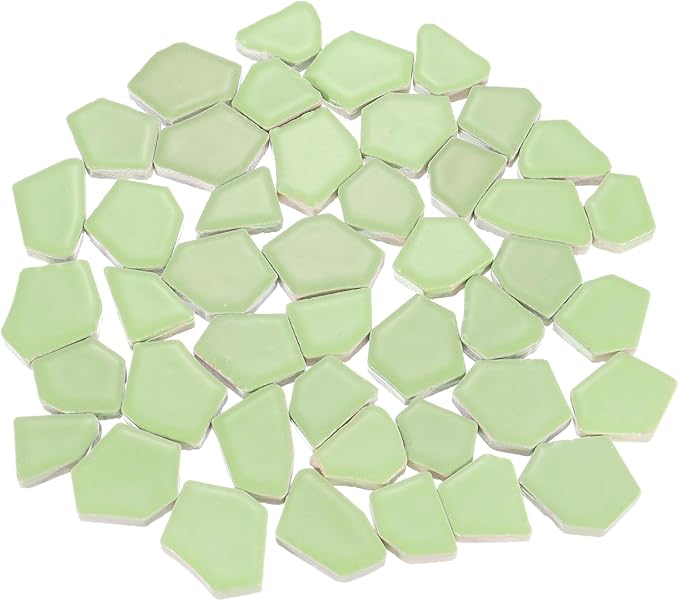 uxcell 500g/1.1LB Irregular Ceramics Mosaic Tiles, 2.3-4.2 cm Bulk Stained Ceramic Mosaic Pieces Stones Mosaic Kits for DIY Art Craft Projects Home Decor, Green
