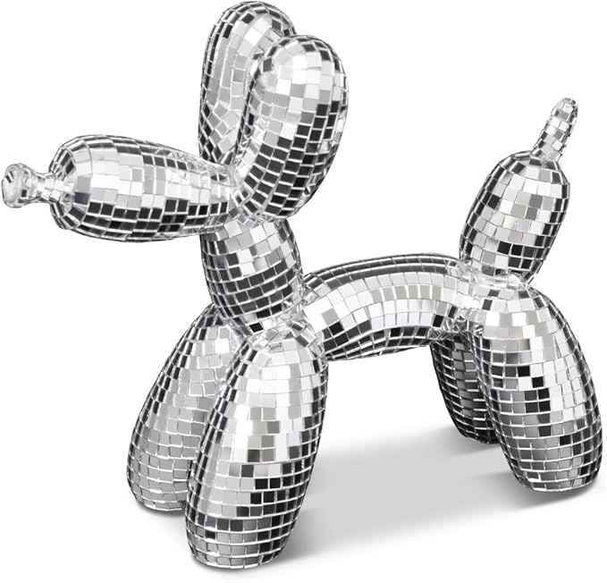 Disco Dog, Maximalist Balloon Dog Statue for Dog Mom & Dog Dad, Aesthetic Disco Ball Decor, Preppy Apartment Home Decor, Cute Room Decor & Gifts for Dog Lovers