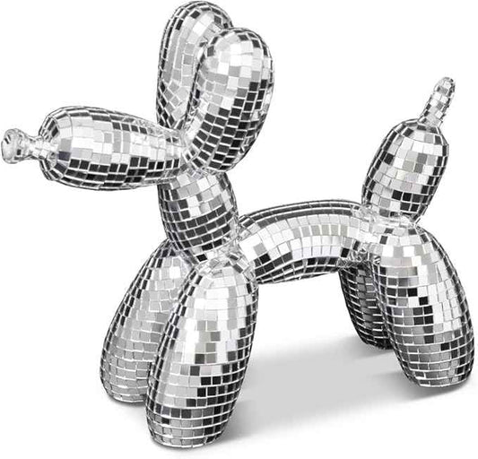 Disco Dog, Maximalist Balloon Dog Statue for Dog Mom & Dog Dad, Aesthetic Disco Ball Decor, Preppy Apartment Home Decor, Cute Room Decor & Gifts for Dog Lovers