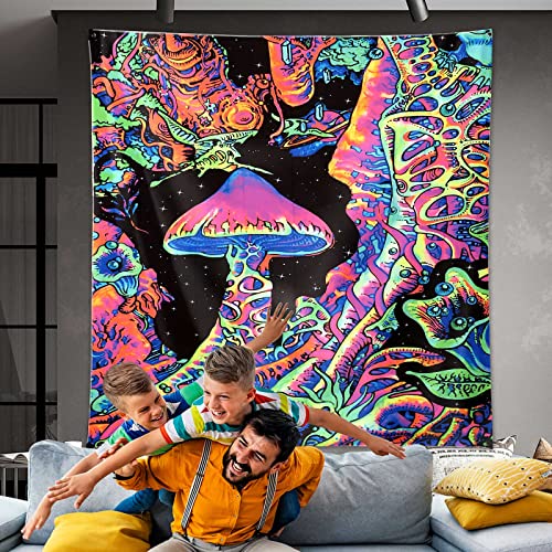 Blacklight Mushroom Tapestry