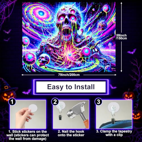Blacklight Tapestry Galaxy Planet Room Wall Art 78 x 59 Inch