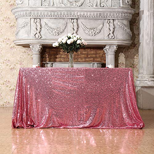 Sequin Tablecloth 60x102 Inch Fuchsia Pink for Wedding Party