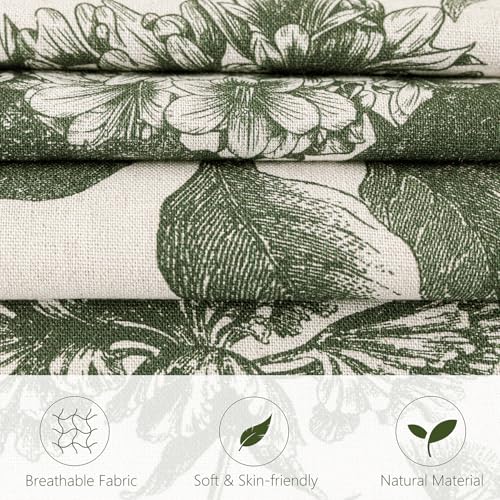 Set of 2 Linen Floral Throw Pillow Covers Neutral Vintage Print Decorative Cozy Cushion Covers Farmhouse Boho Home Decor for Sofa Chair Couch Bedroom Living Room