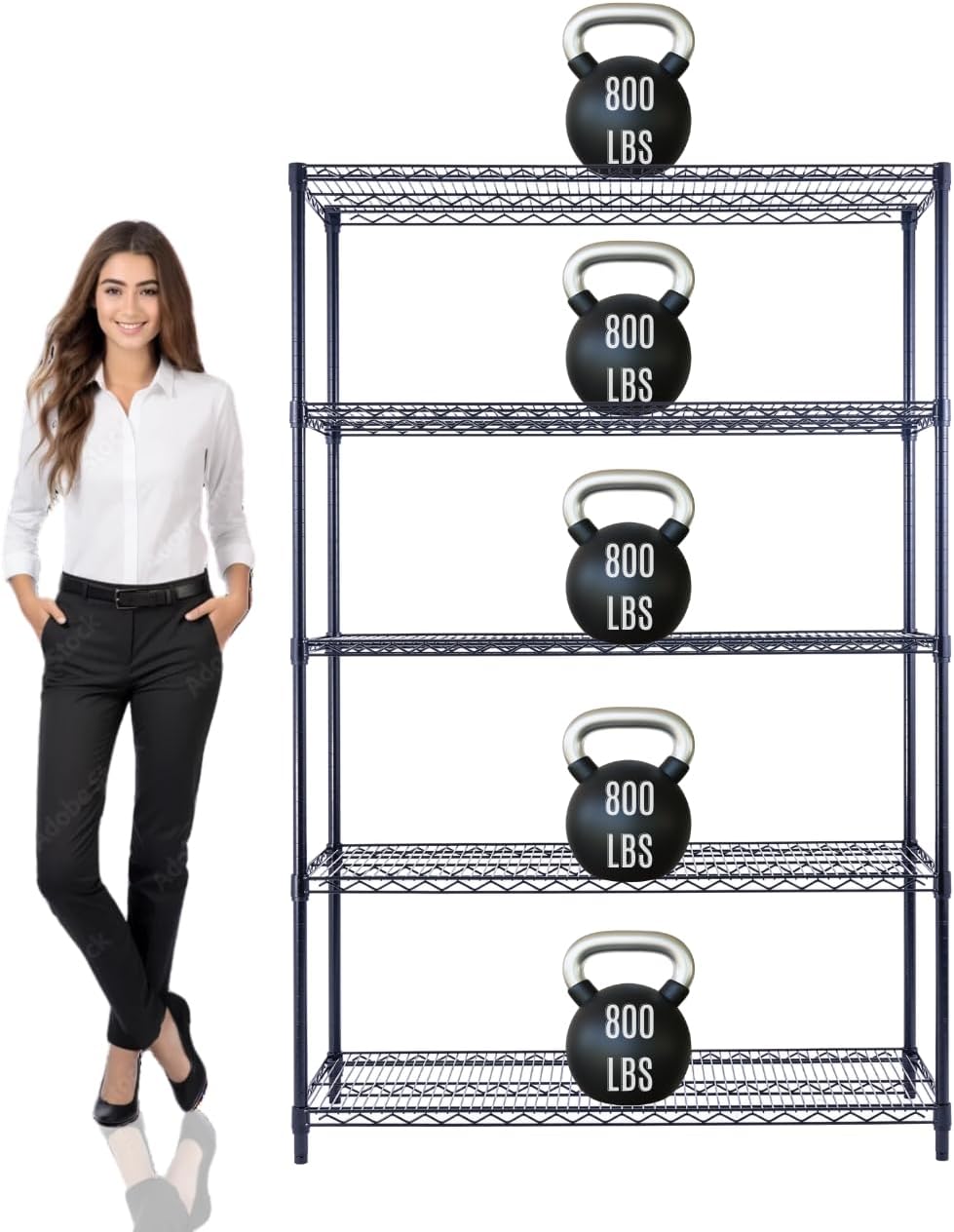 48"x18"x72" PRIME HEAVY DUTY Black 5-Tier Wire Shelving NSF 4000 LBS MAX Capacity Storage Rack for Commercial, School, Home, Garage, Warehouse, Industrial, and Hospital Uses (with Wheels) - NestledHome